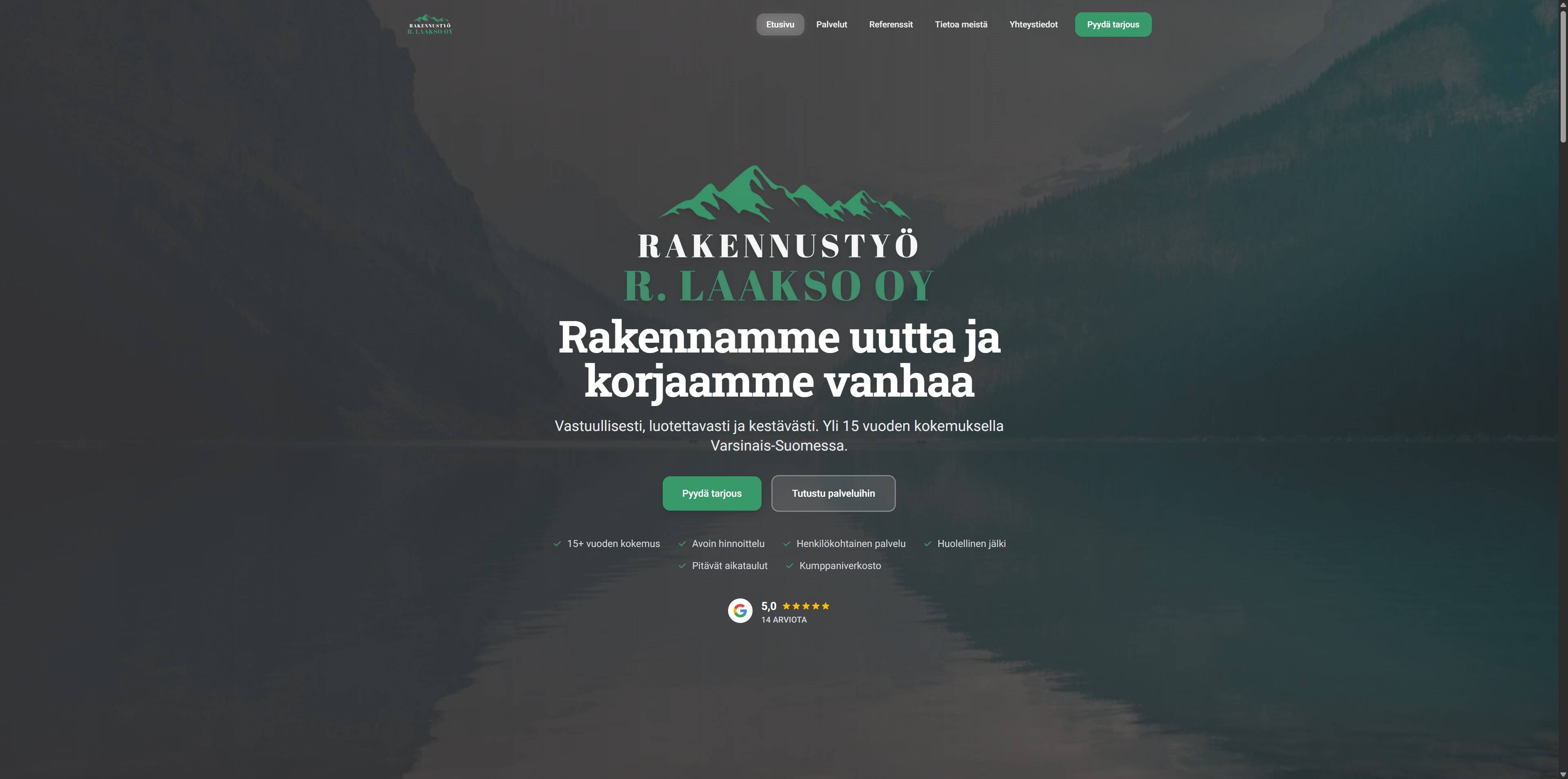 Rakennustyölaakso verkkosivuston esikatselukuva